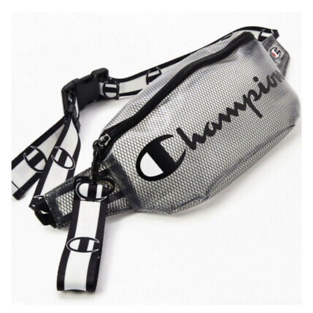 Champion Clear Black & White Fanny Pack Crossbody Bag